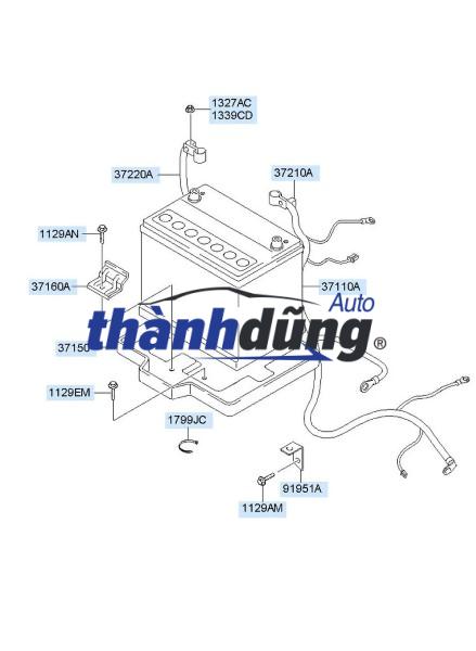 sơ đồ Khay đựng bình ắc quy (2), giá đỡ bình ắc quy, đế đỡ bình ắc quy